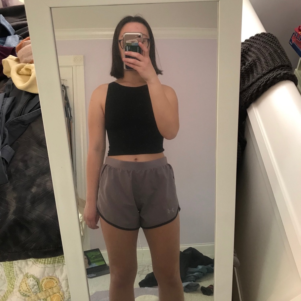 Purple under armor running shorts